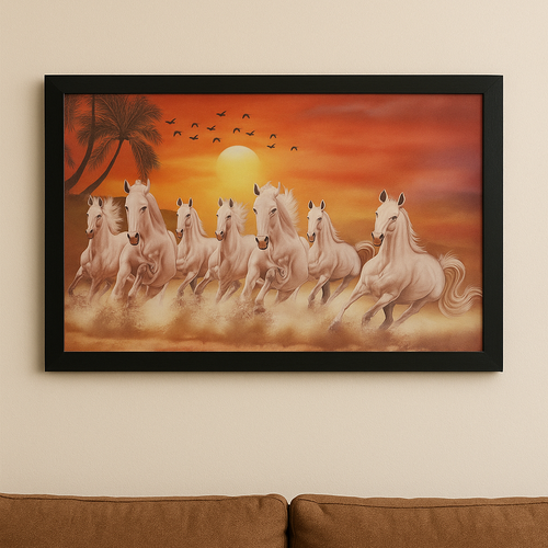 7 White Horses Painting Scenery