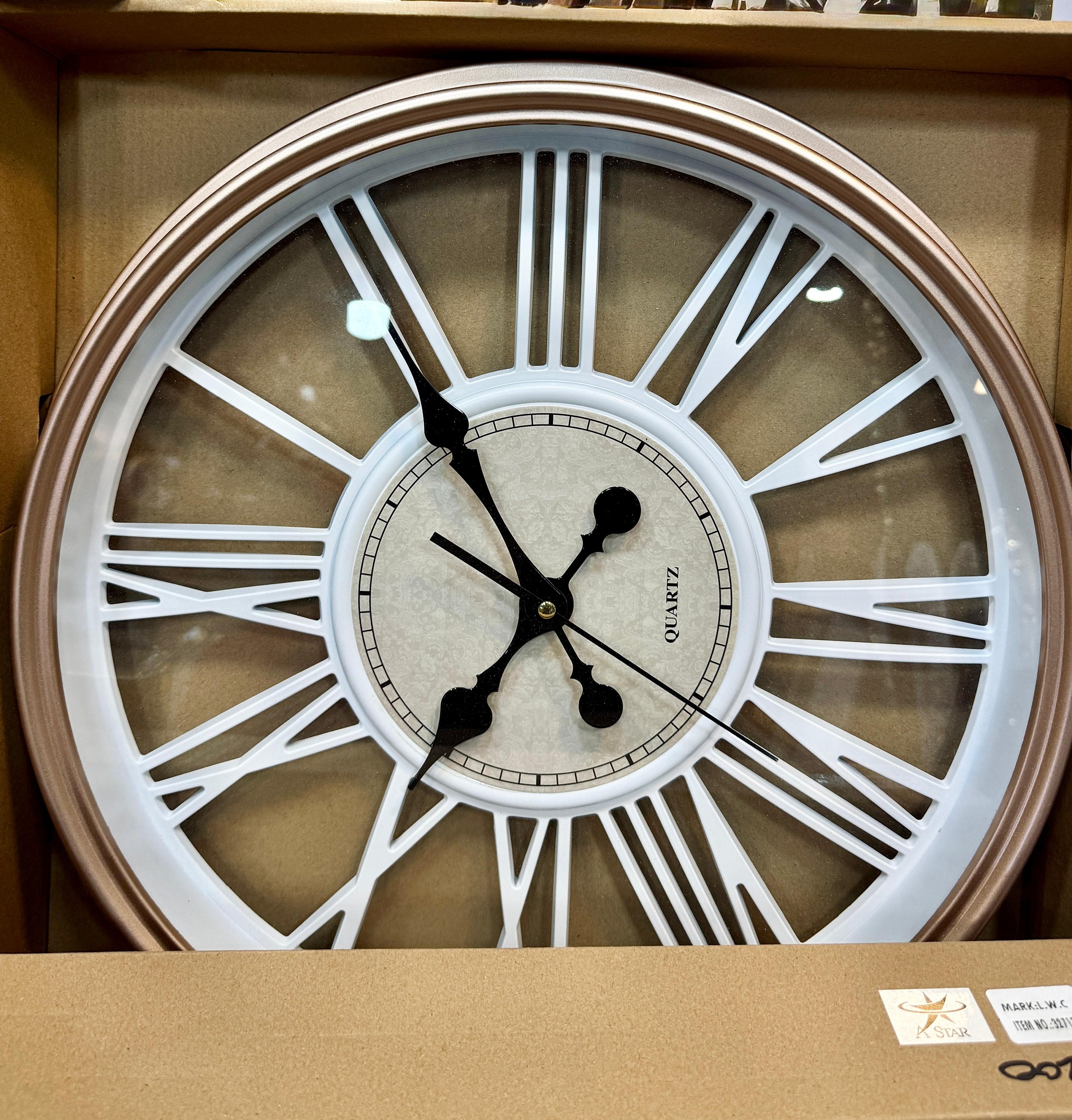 Wooden Finish Roman Style Wall Clock